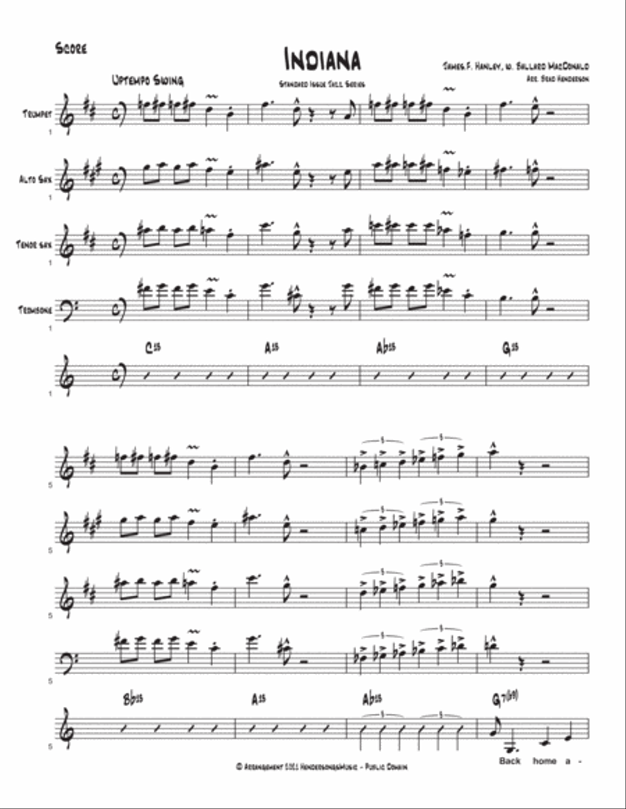 Indiana (Back Home Again) Jazz Ensemble scores gallery preview page 2