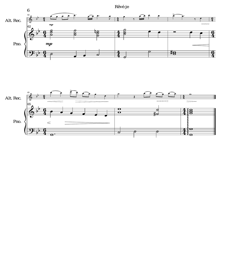 Rêvé-je (Am I dreaming) for alto recorder and piano image number null