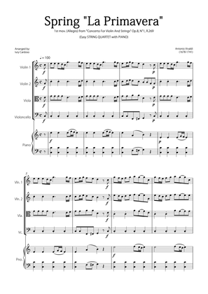 "Spring" (La Primavera) by Vivaldi - Easy version for STRING QUARTET & PIANO