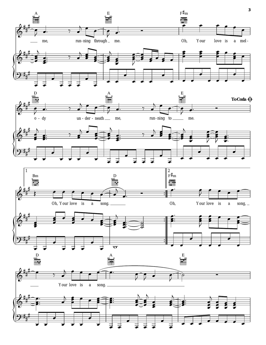 Your Love Is A Song Piano, Vocal, Guitar scores gallery preview page 3