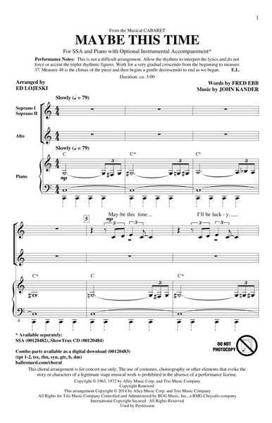 Maybe This Time (arr. Ed Lojeski)