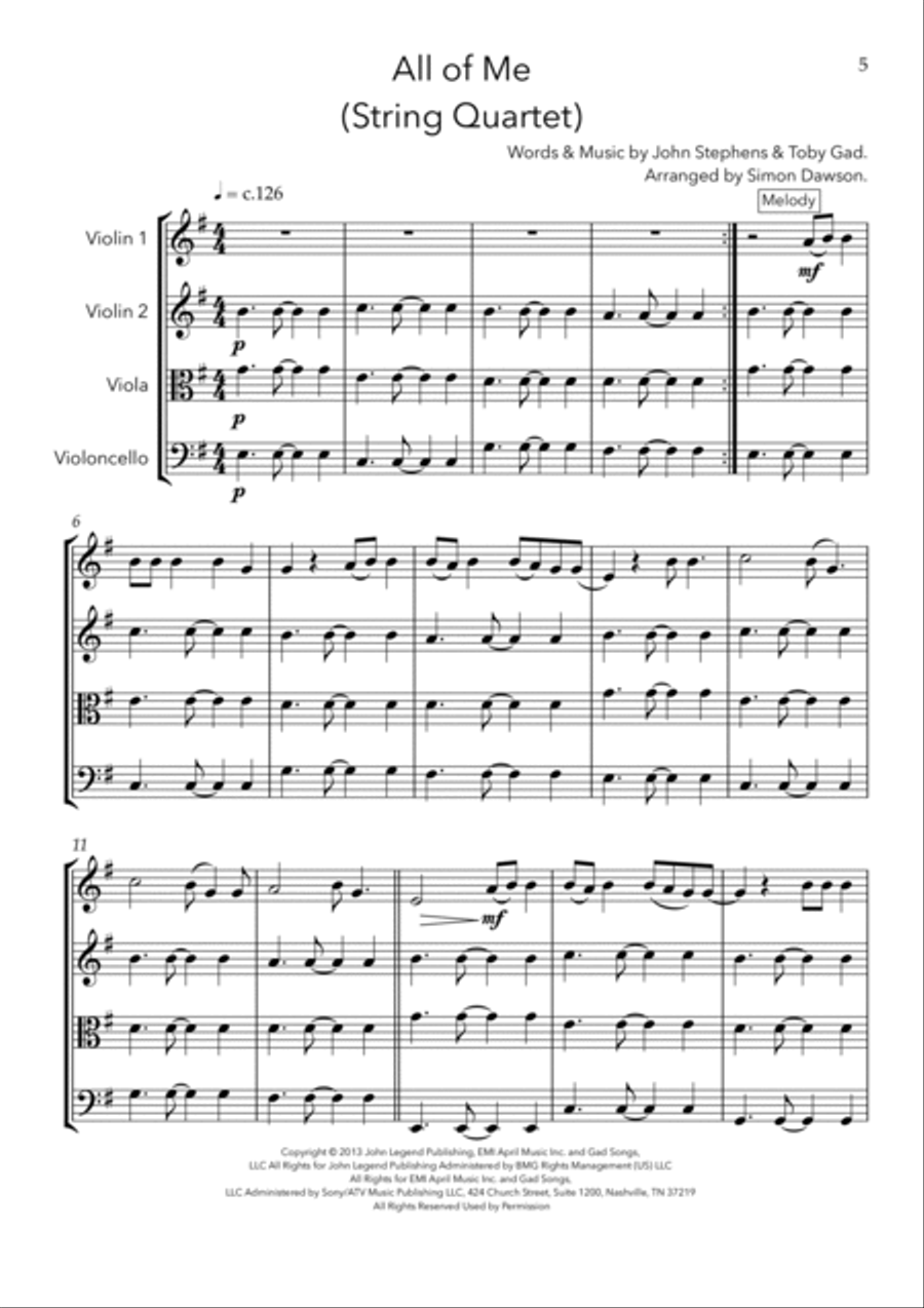 All Of Me String Quartet scores gallery preview page 5