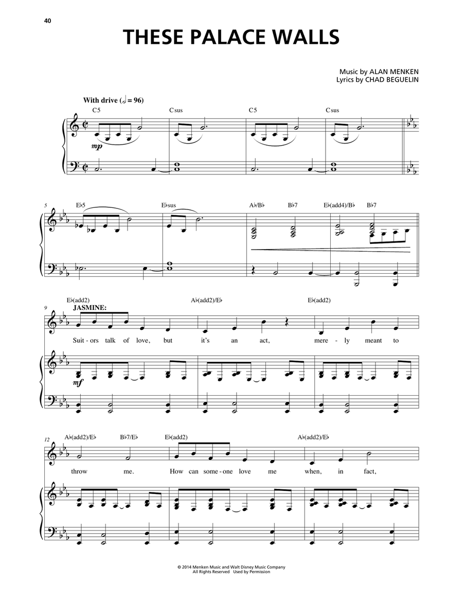 These Palace Walls (from Aladdin: The Broadway Musical) Voice scores gallery preview page 1