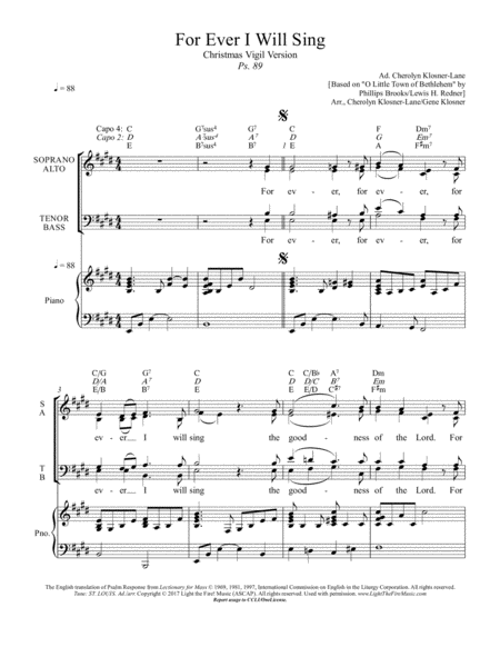 For Ever I Will Sing (Ps. 89) (Christmas Vigil Version) [Octavo - Complete Package] (based on "O Lit