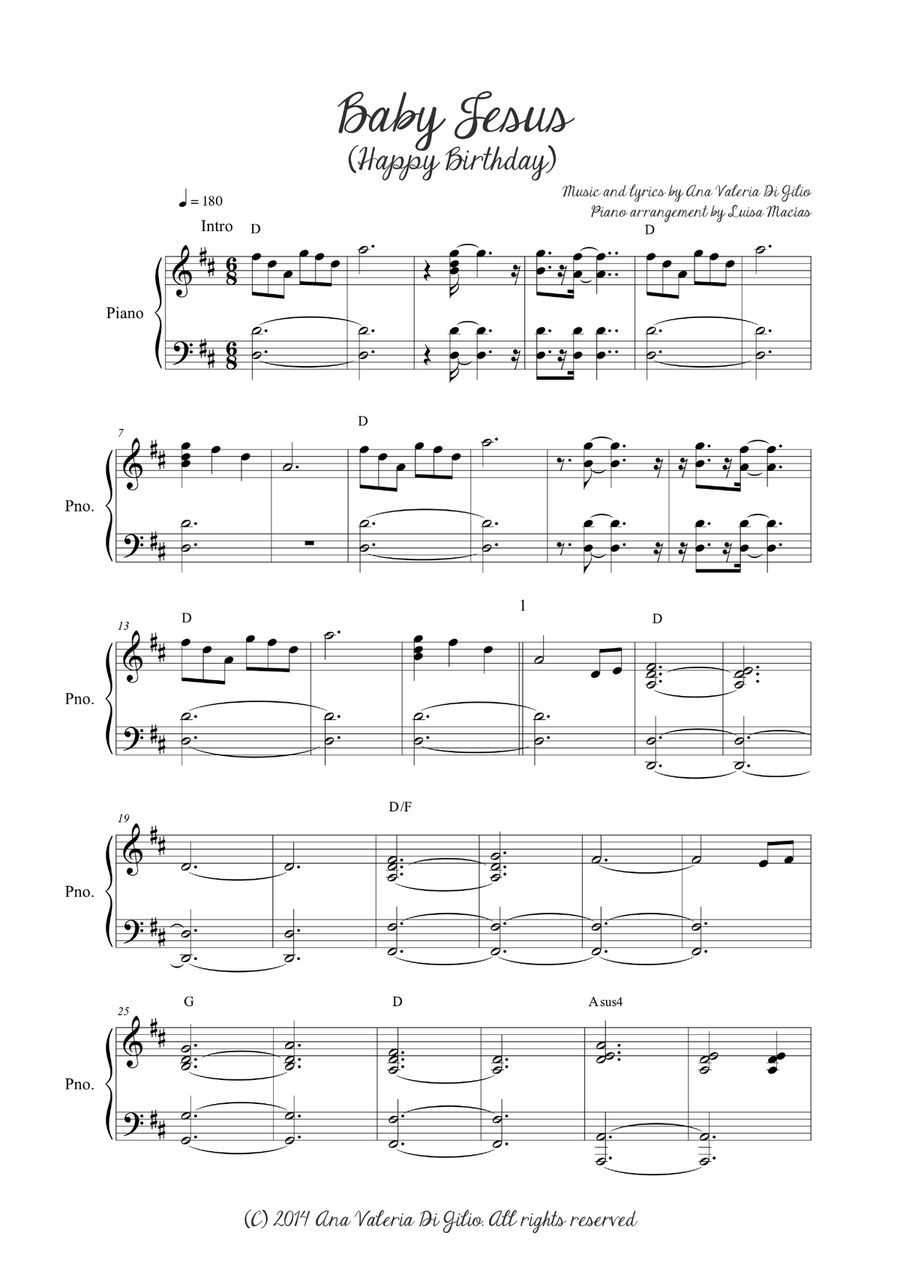 BABY JESUS (Happy Birthday) - Accompaniment Piano Piano Solo scores gallery preview page 2