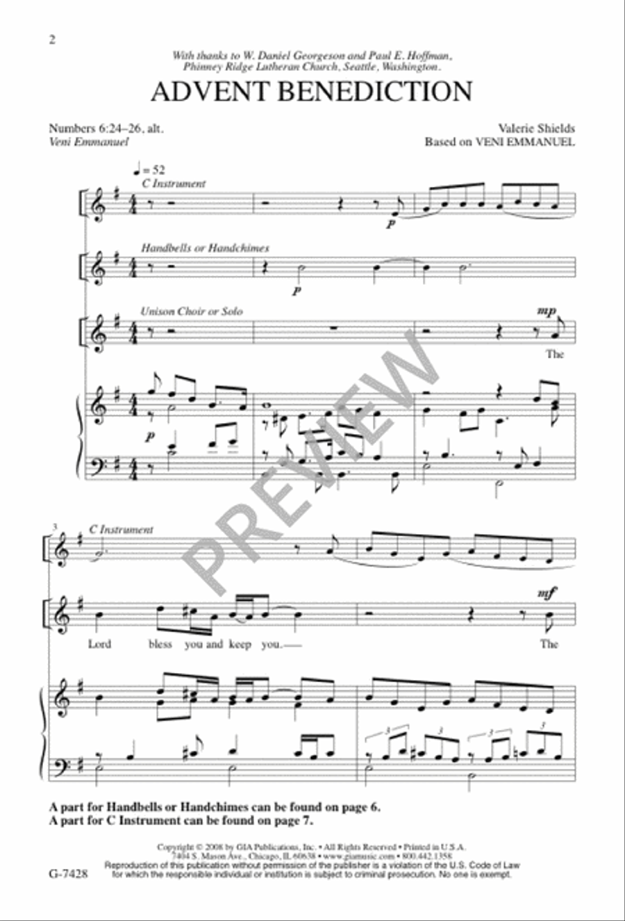 Advent Benediction 4-Part scores gallery preview page 2