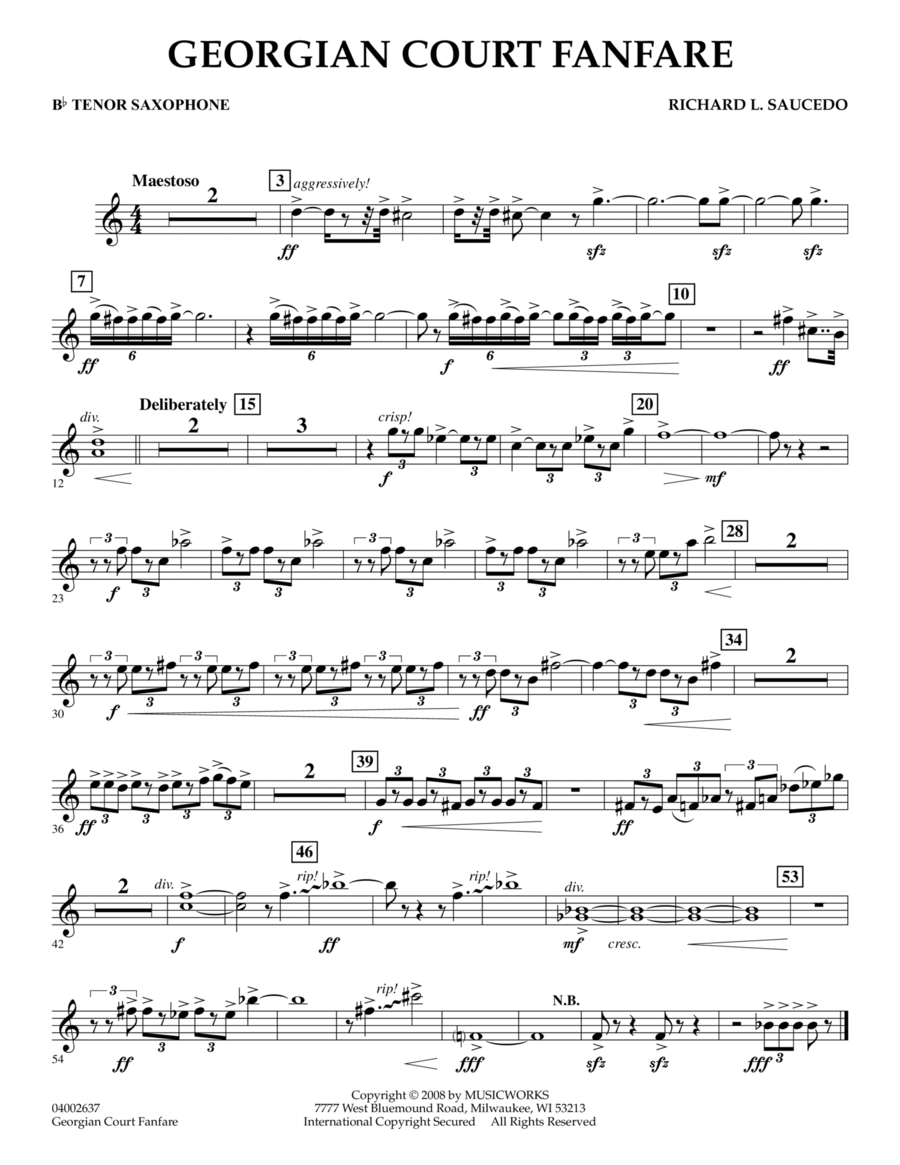 Georgian Court Fanfare - Bb Tenor Saxophone Tenor Saxophone scores gallery preview page 1