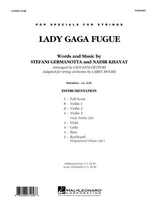 Book cover for Lady Gaga Fugue (based on "Bad Romance") - Full Score