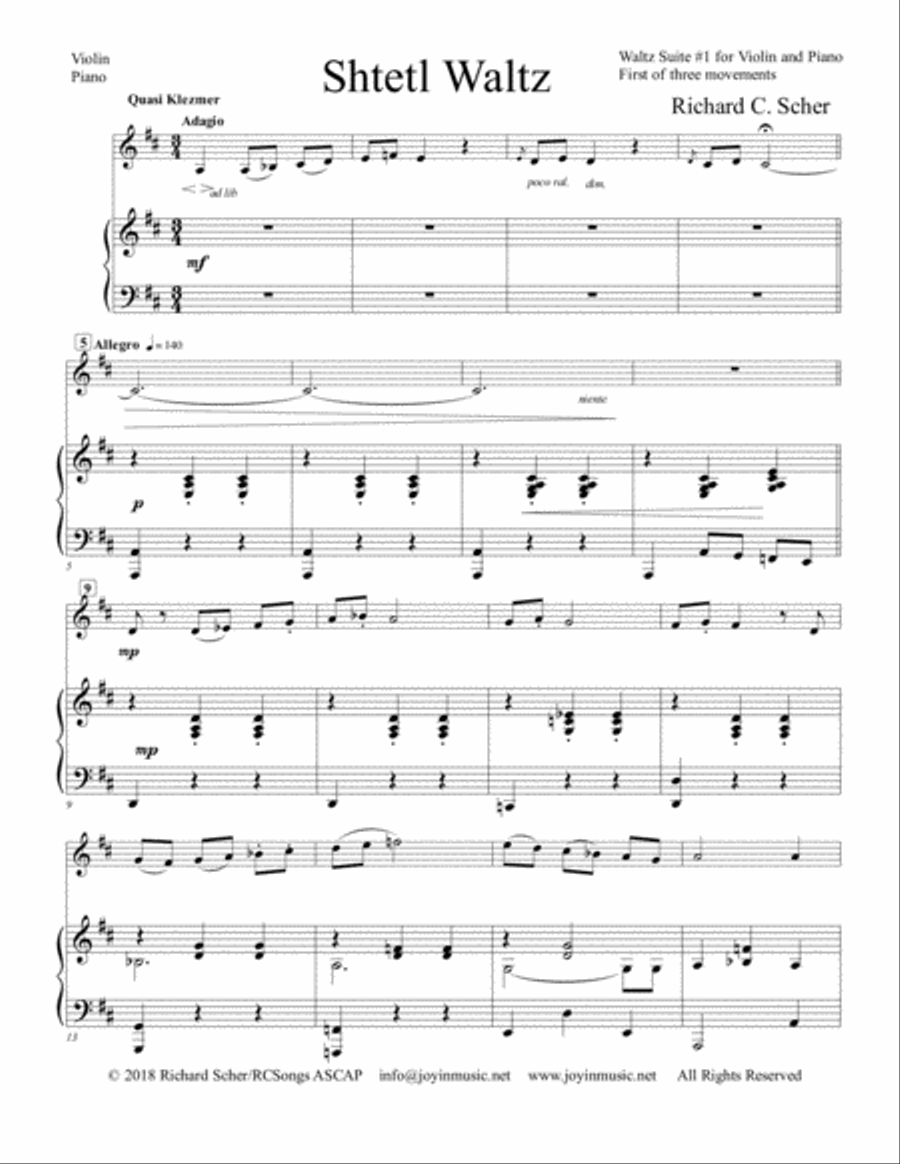 Shtetl Waltz String Duet scores gallery preview page 1