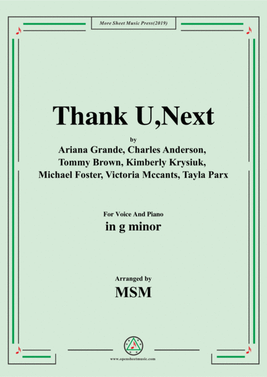 Thank U,Next,in g minor,for Voice And Piano