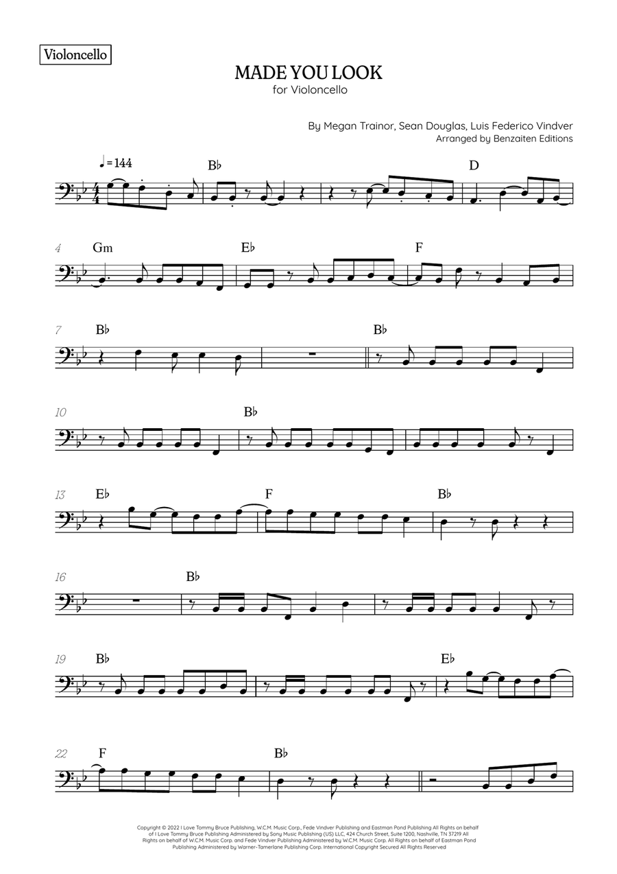 Made You Look Cello Solo scores gallery preview page 2