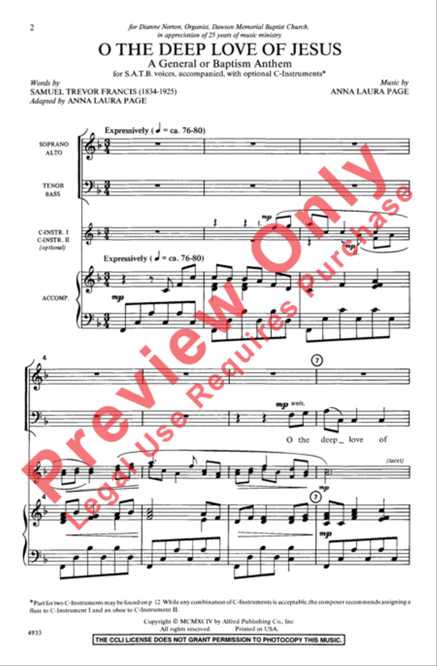 O the Deep Love of Jesus O the Deep Love of Jesus 4-Part scores gallery preview page 2