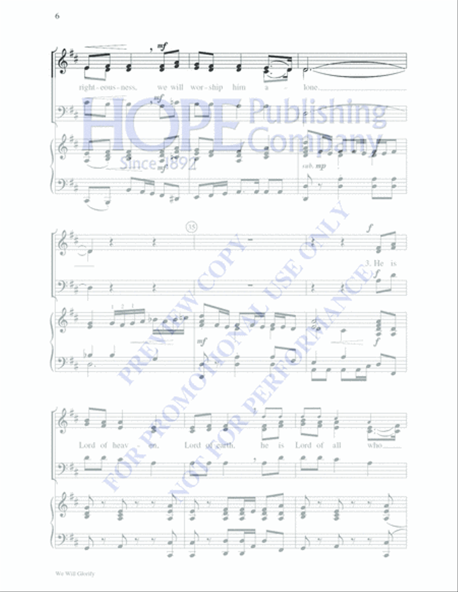 We Will Glorify 4-Part scores gallery preview page 6