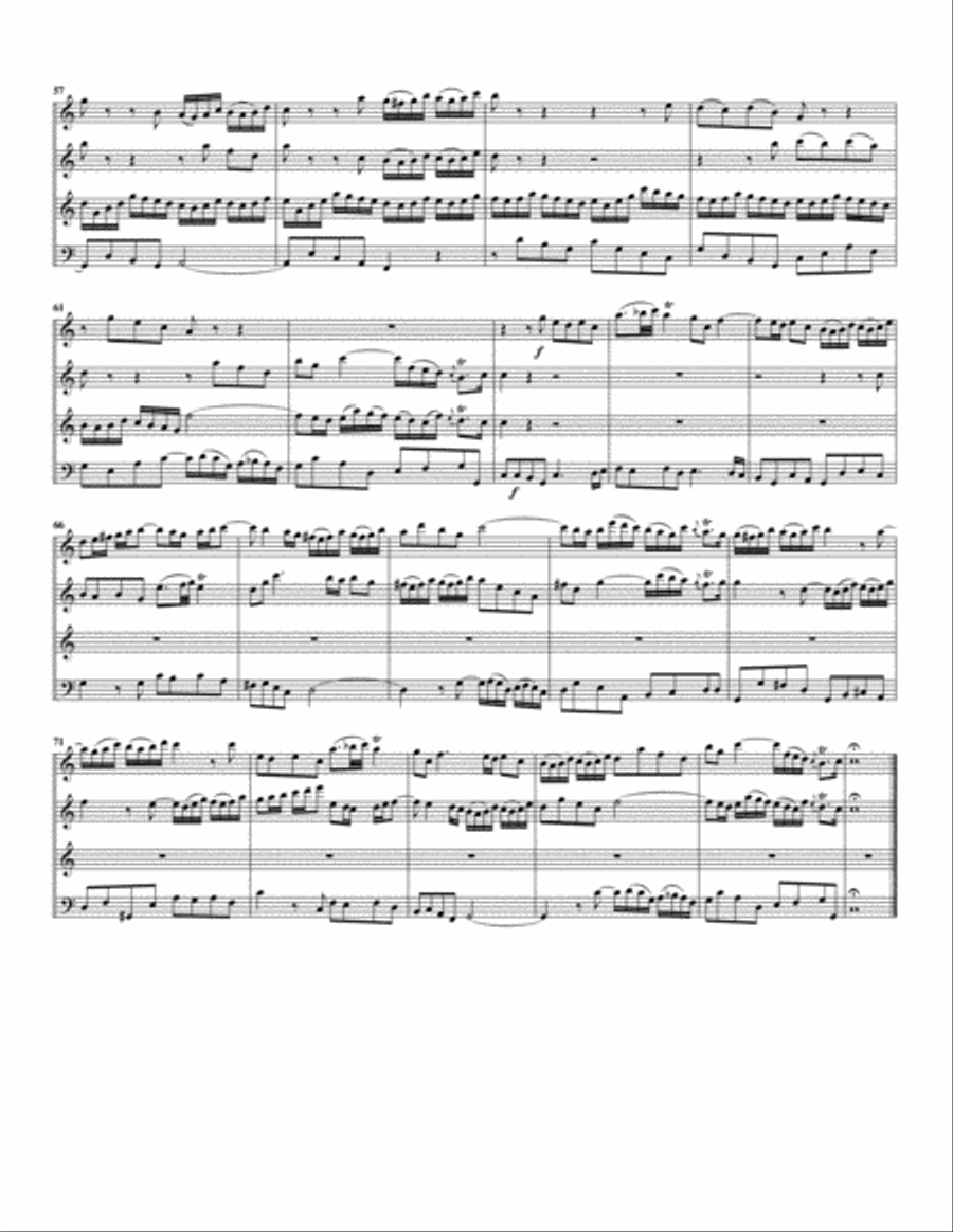 Aria: Gott schickt uns Mahanaim zu from Cantata BWV 19 (arrangement for 4 recorders) Recorder scores gallery preview page 4