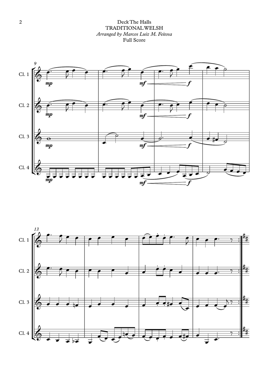 Deck The Halls - Clarinet Quartet Clarinet Quartet scores gallery preview page 4