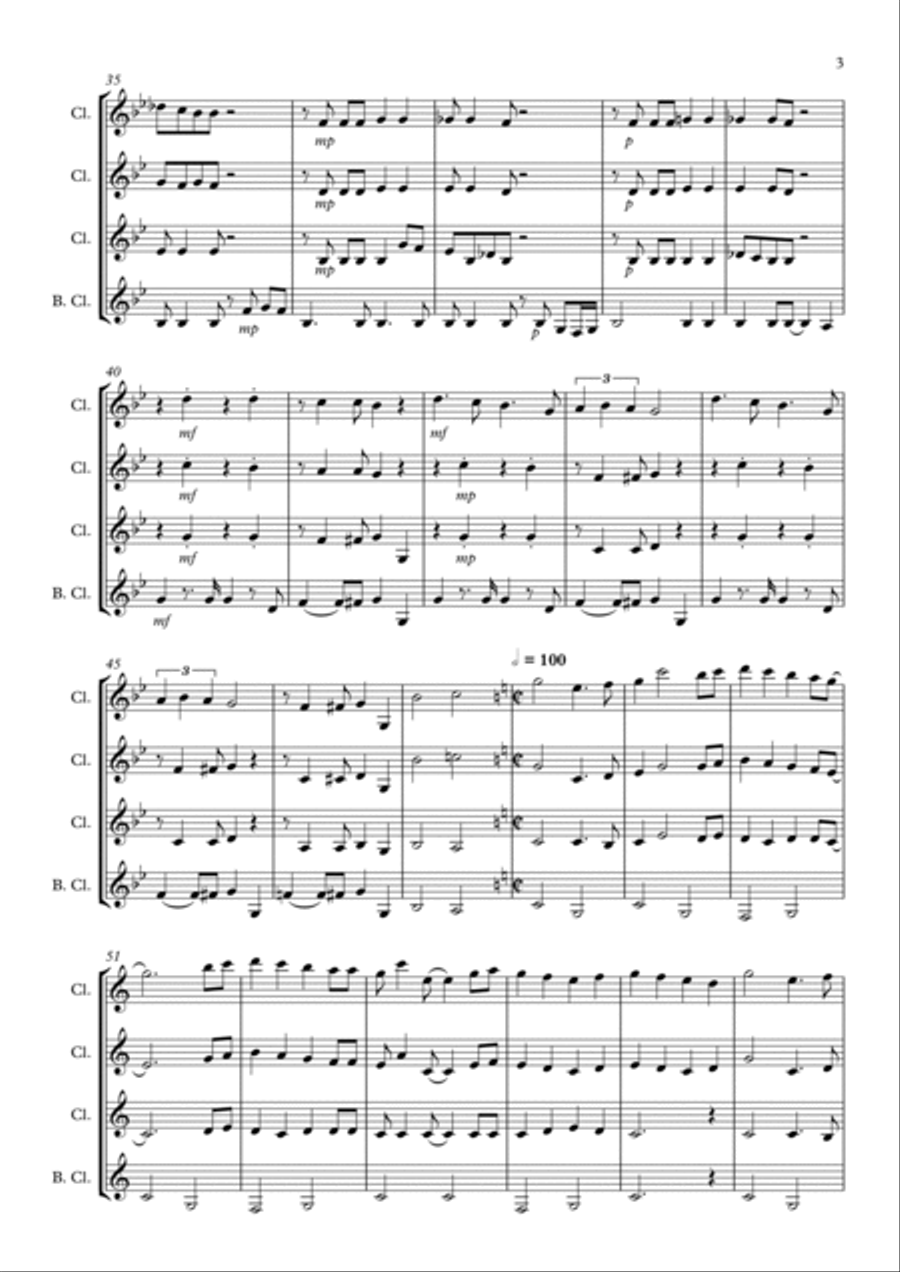 Christmas Clarinet Medley Clarinet Quartet scores gallery preview page 3