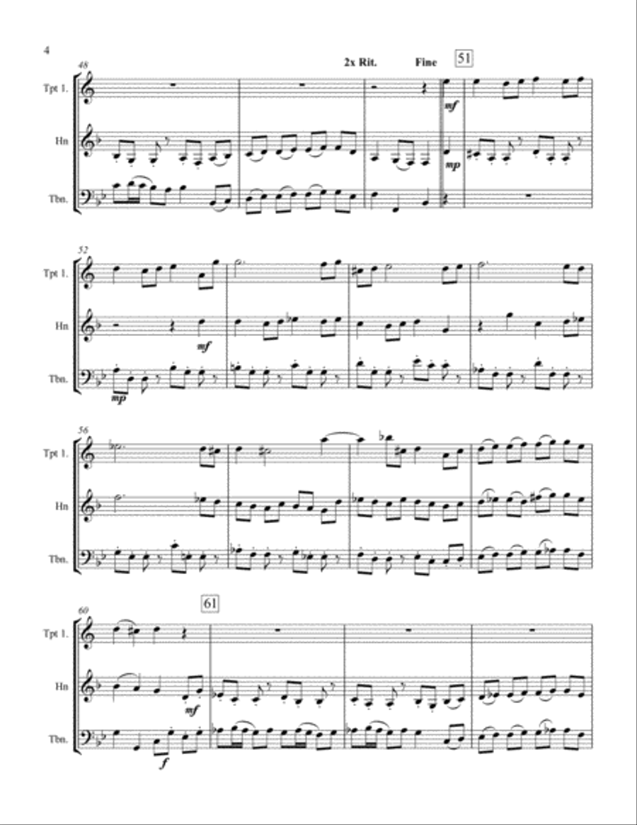 Duetto from Cantata No. 78 for Brass Trio Brass Trio scores gallery preview page 4
