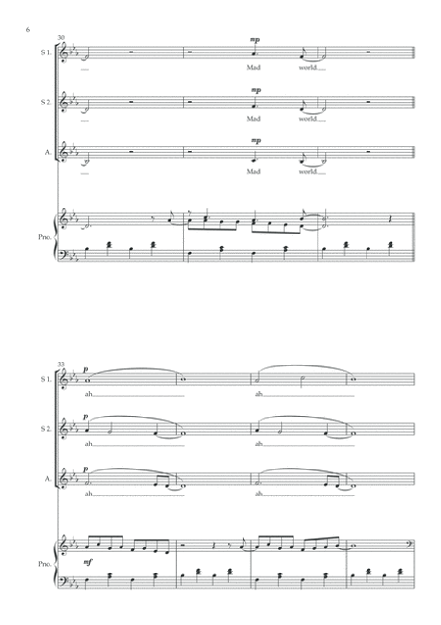 Mad World SSA scores gallery preview page 6