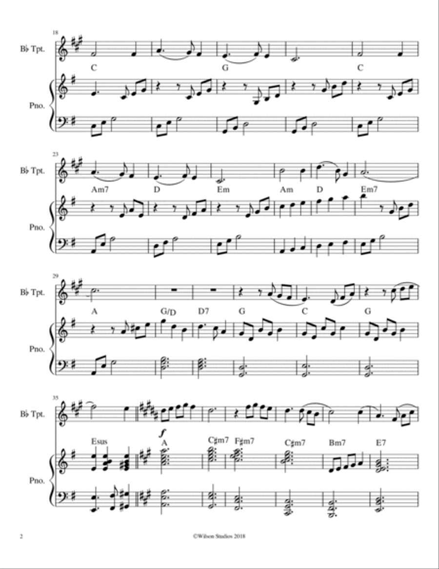 Silent Night--trumpet solo Trumpet Solo scores gallery preview page 2