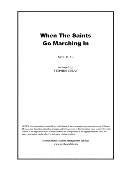 When The Saints Go Marching In (Louis Armstrong) - Lead sheet (key of F)