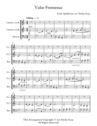 Valse Frontenac (2 Clarinets and Bassoon)