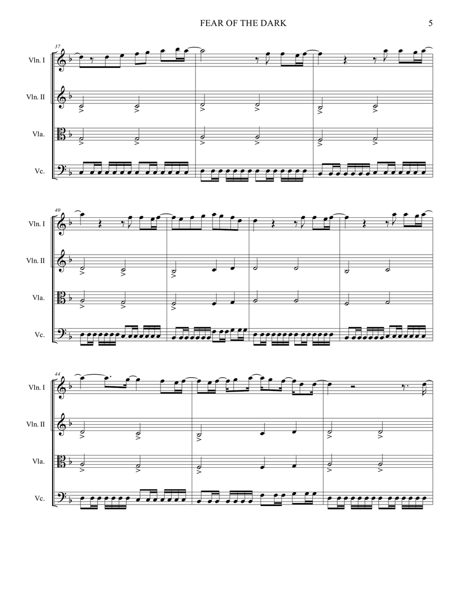 Fear Of The Dark String Quartet scores gallery preview page 5