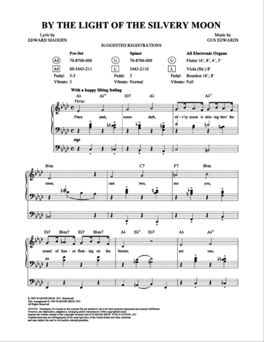 By the Light of the Silvery Moon Organ scores gallery preview page 1
