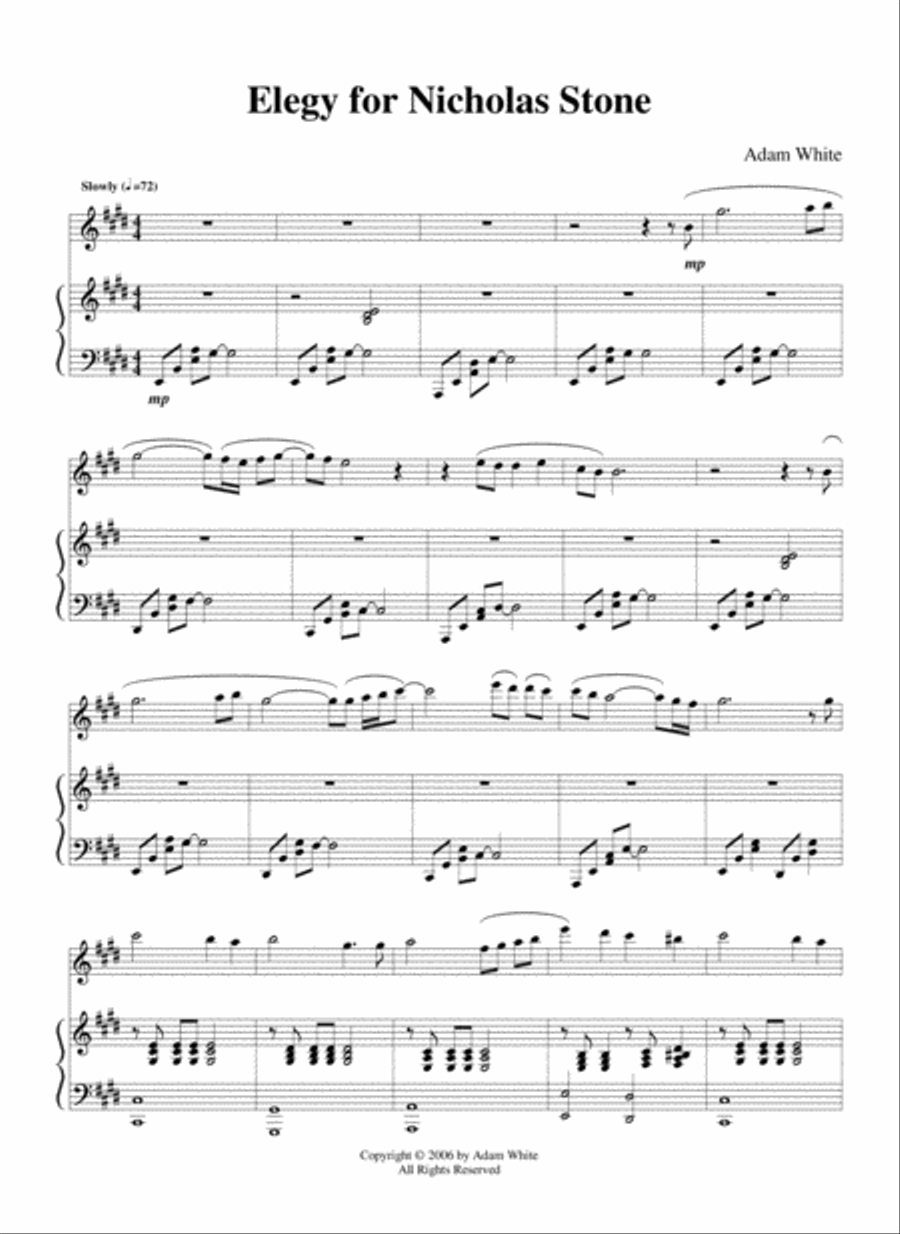 Elegy (for Nicholas Stone) Flute Solo scores gallery preview page 1