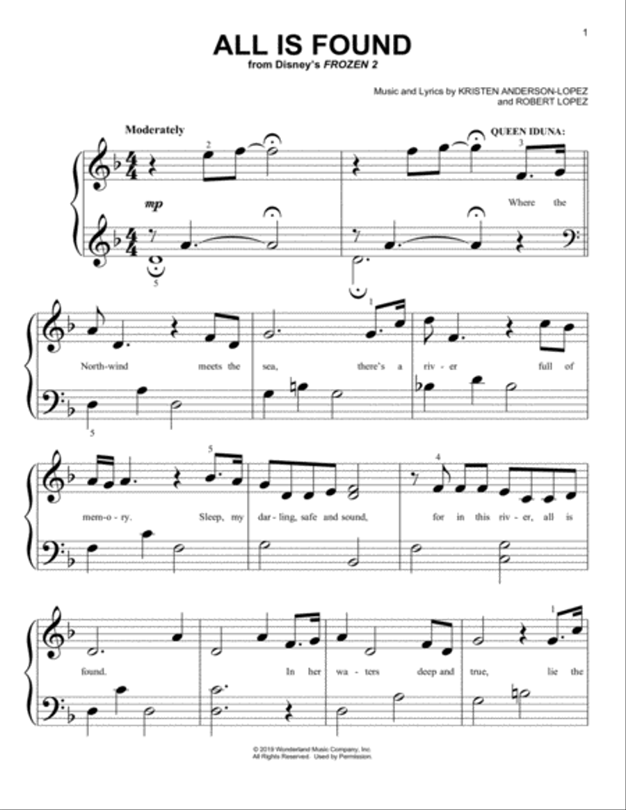 All Is Found (from Disney's Frozen 2) Easy Piano scores gallery preview page 1