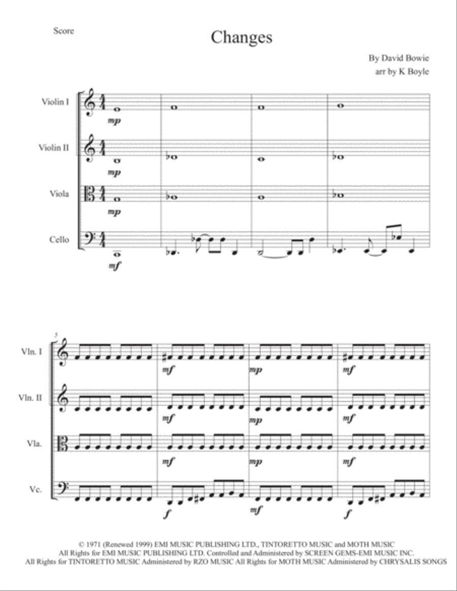 Changes String Quartet scores gallery preview page 1