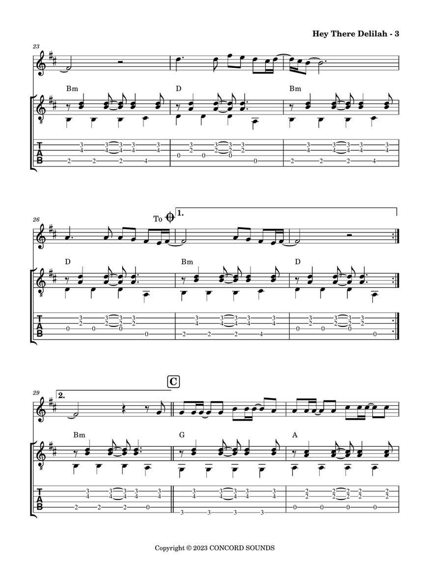 Hey There Delilah Flute scores gallery preview page 5