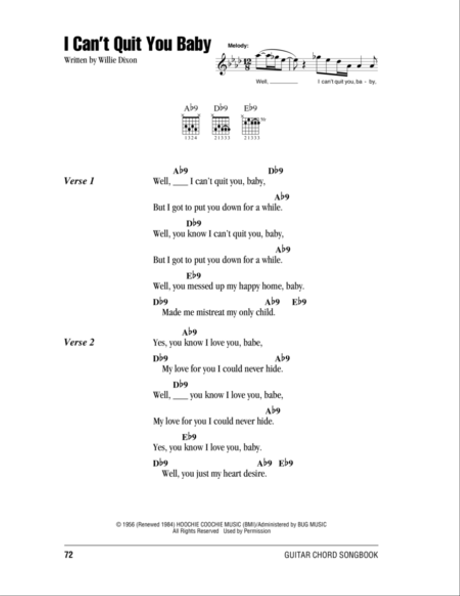 I Can't Quit You Baby I Can't Quit You Baby Acoustic Guitar scores gallery preview page 1