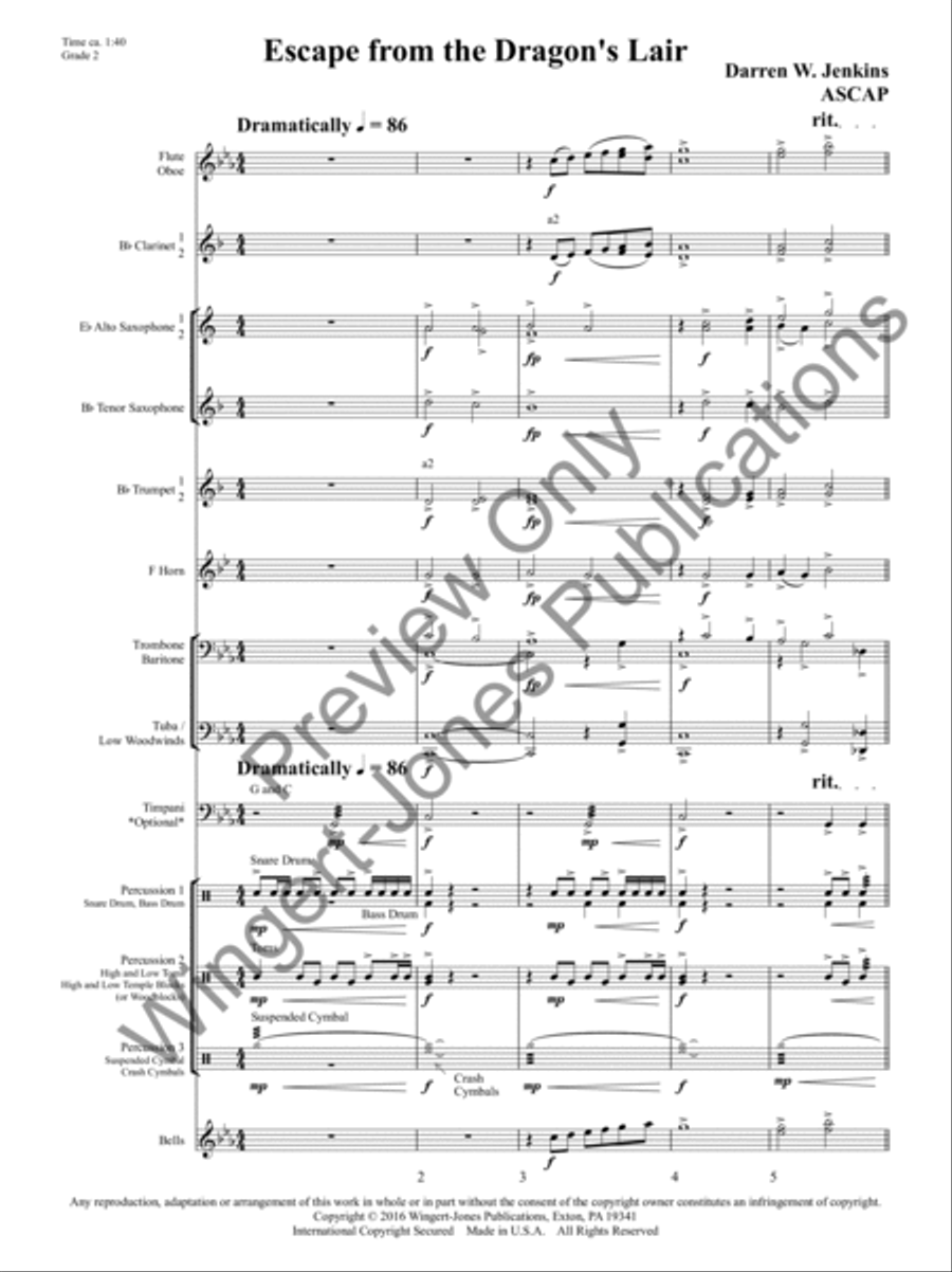 Escape from the Dragons Lair Concert Band scores gallery preview page 5