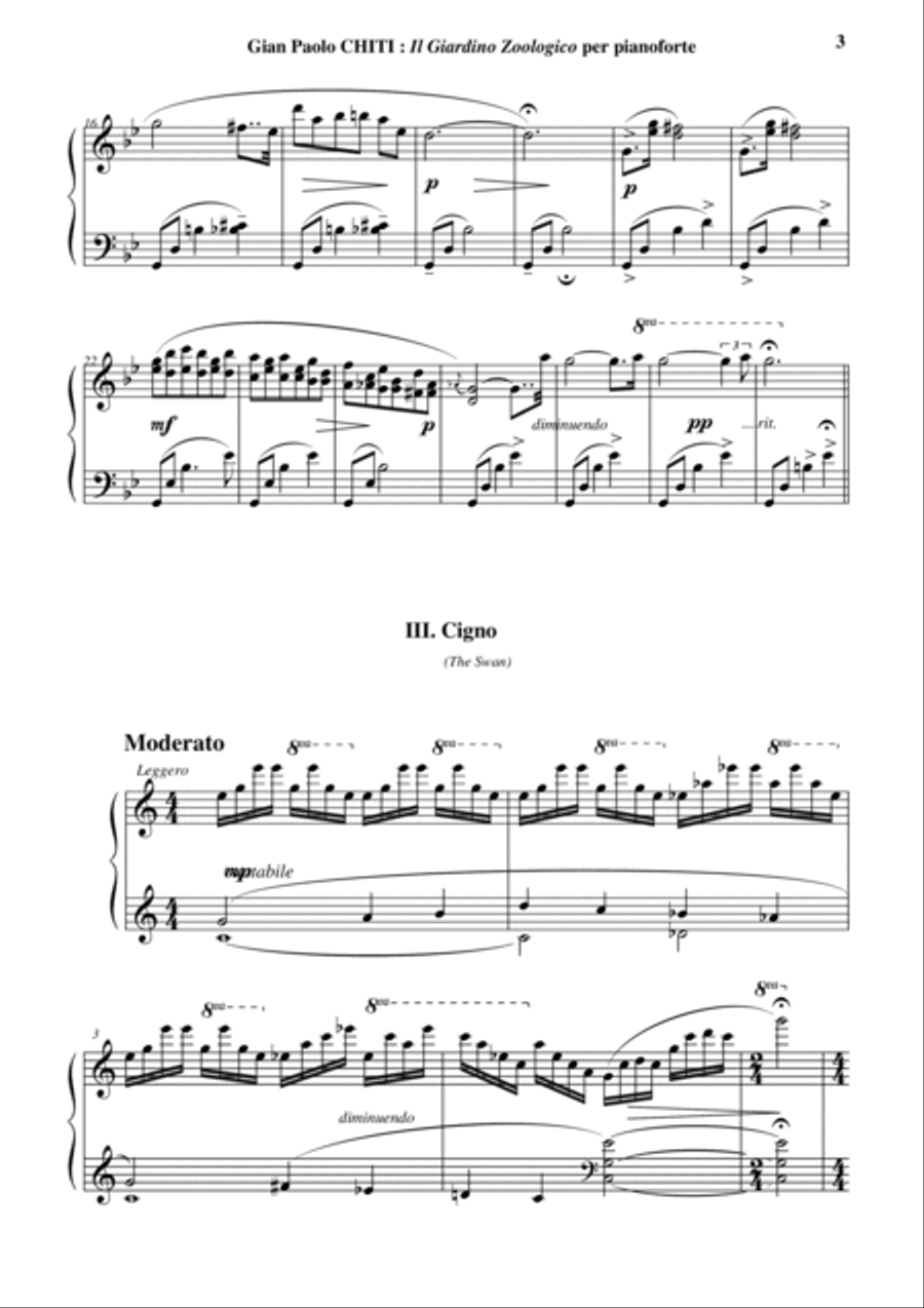 Gian Paolo Chiti : Il Giardino Zoologico for piano (Intermediate level) Piano Solo scores gallery preview page 4