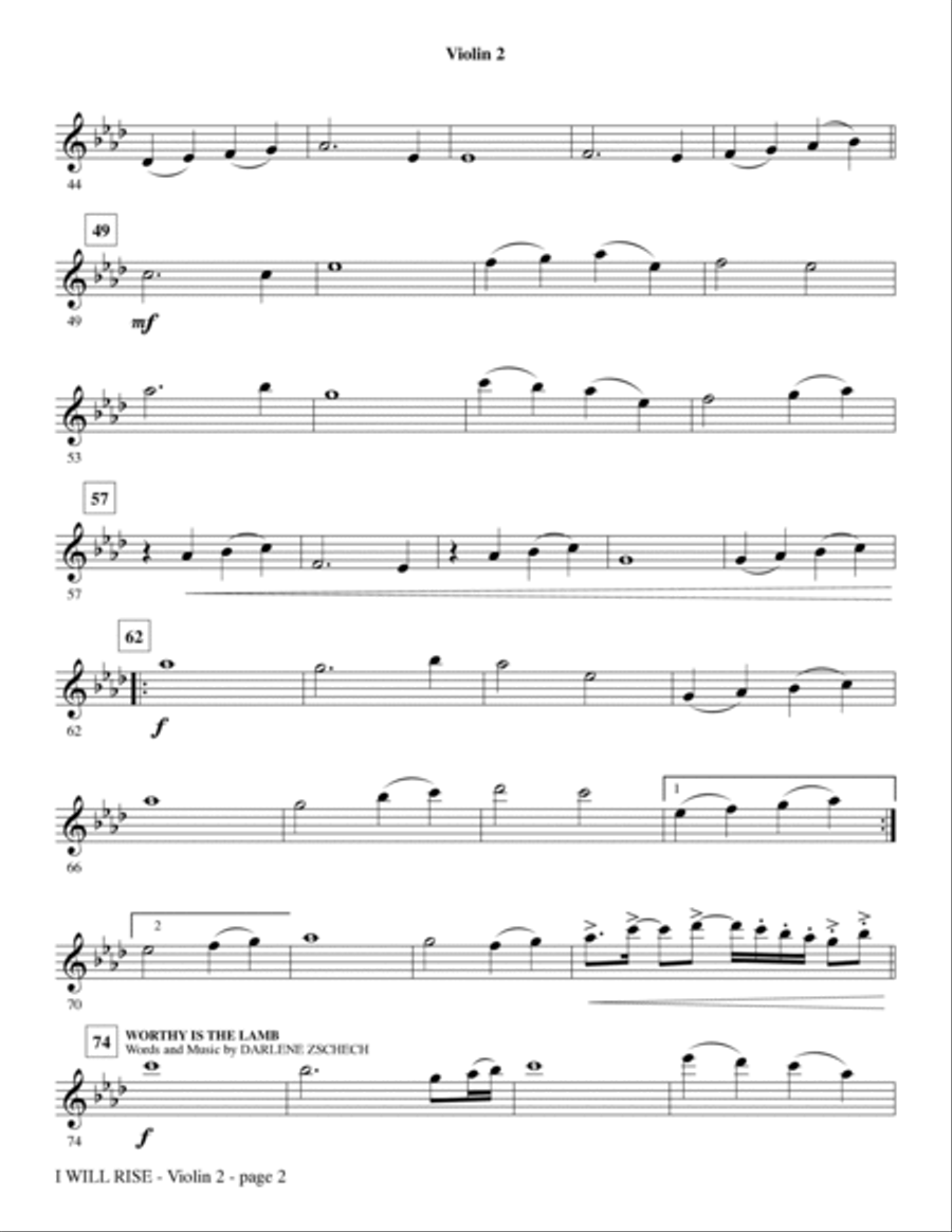 I Will Rise (with Worthy Is The Lamb) - Violin 2 Choir scores gallery preview page 2