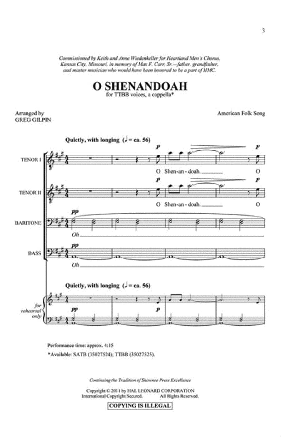 O Shenandoah TTBB scores gallery preview page 2