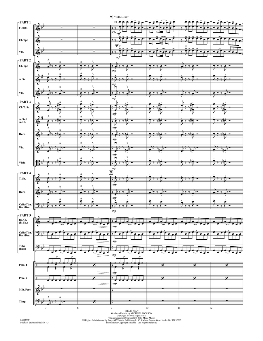 Michael Jackson Hit Mix - Conductor Score (Full Score) Concert Band scores gallery preview page 3