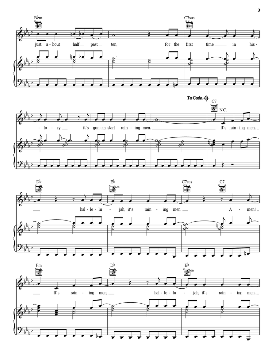 It's Raining Men It's Raining Men Piano, Vocal, Guitar scores gallery preview page 3