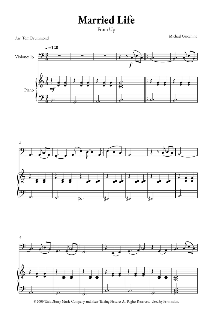Married Life Piano scores gallery preview page 1