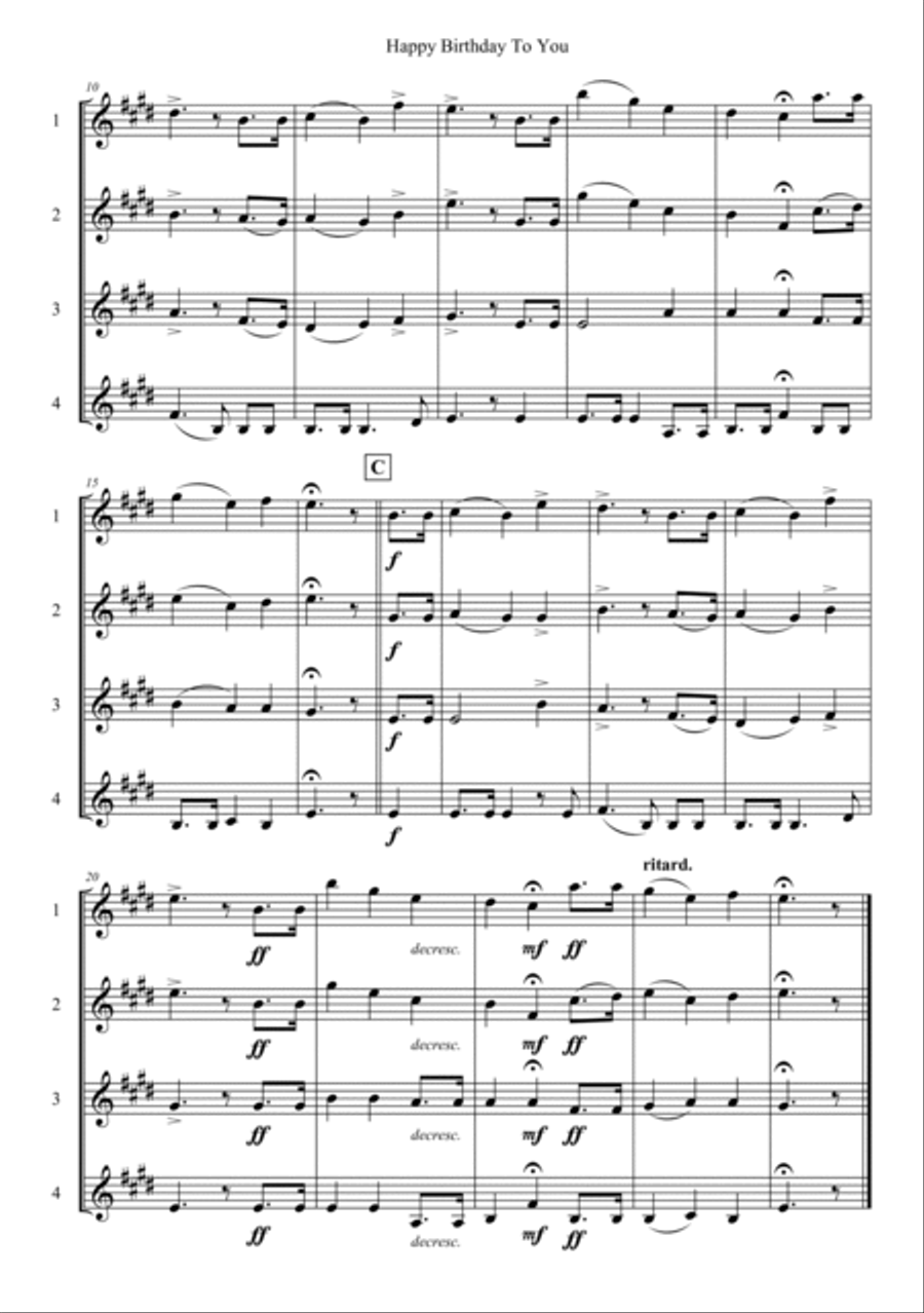 Happy Birthday To You Violin Solo scores gallery preview page 2
