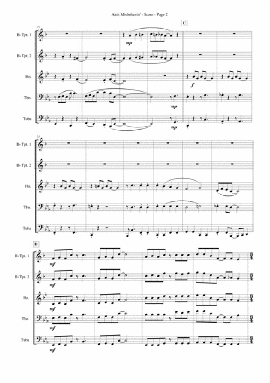 Ain't Misbehavin' Brass Ensemble scores gallery preview page 2