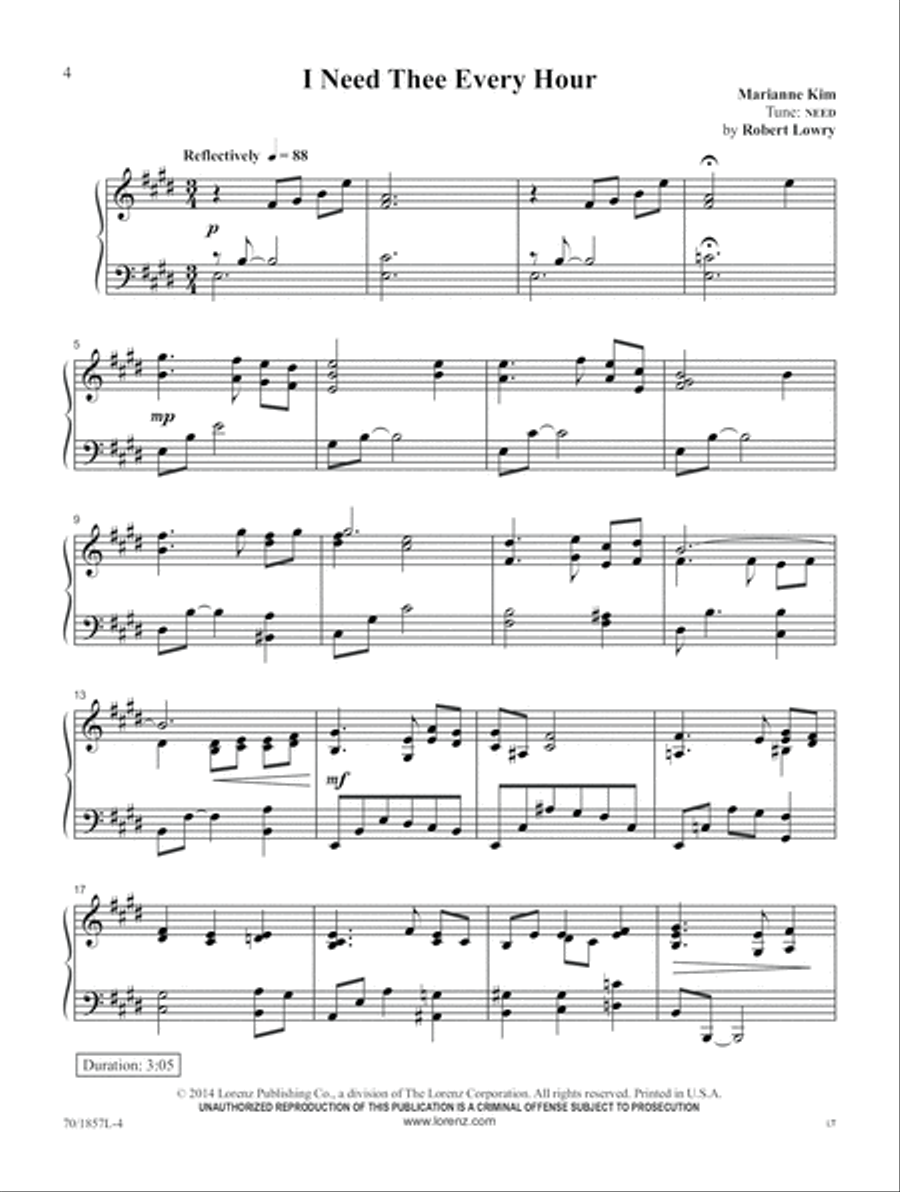 I Need Thee Every Hour (Digital Delivery) Piano Solo scores gallery preview page 4