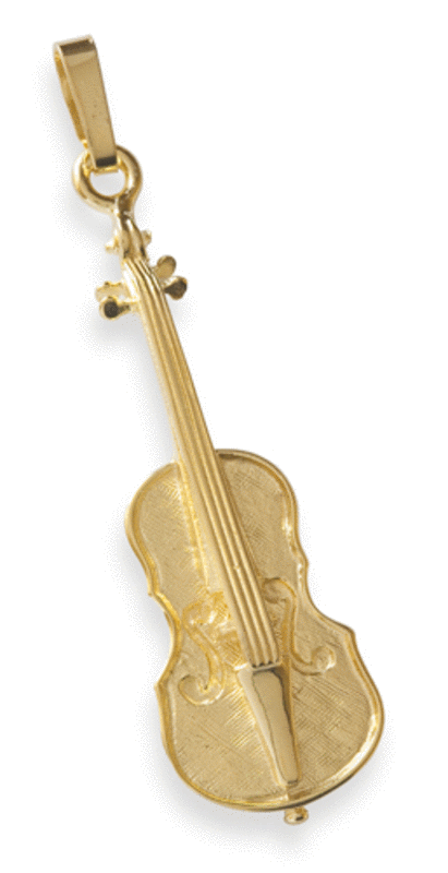 Gold-plated pendant : large violin