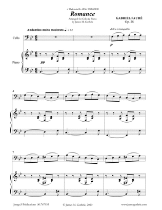 Fauré: Romance Op. 28 for Cello & Piano
