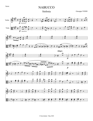 Giuseppe Verdi - Nabucco Sinfonia for violin and viola duo