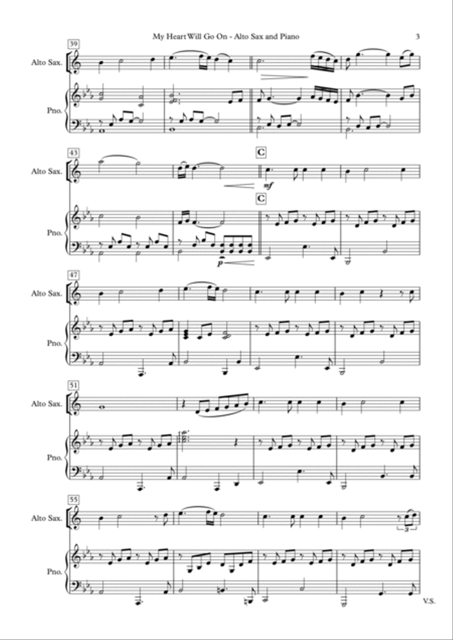 My Heart Will Go On (love Theme From 'titanic') Alto Saxophone scores gallery preview page 3