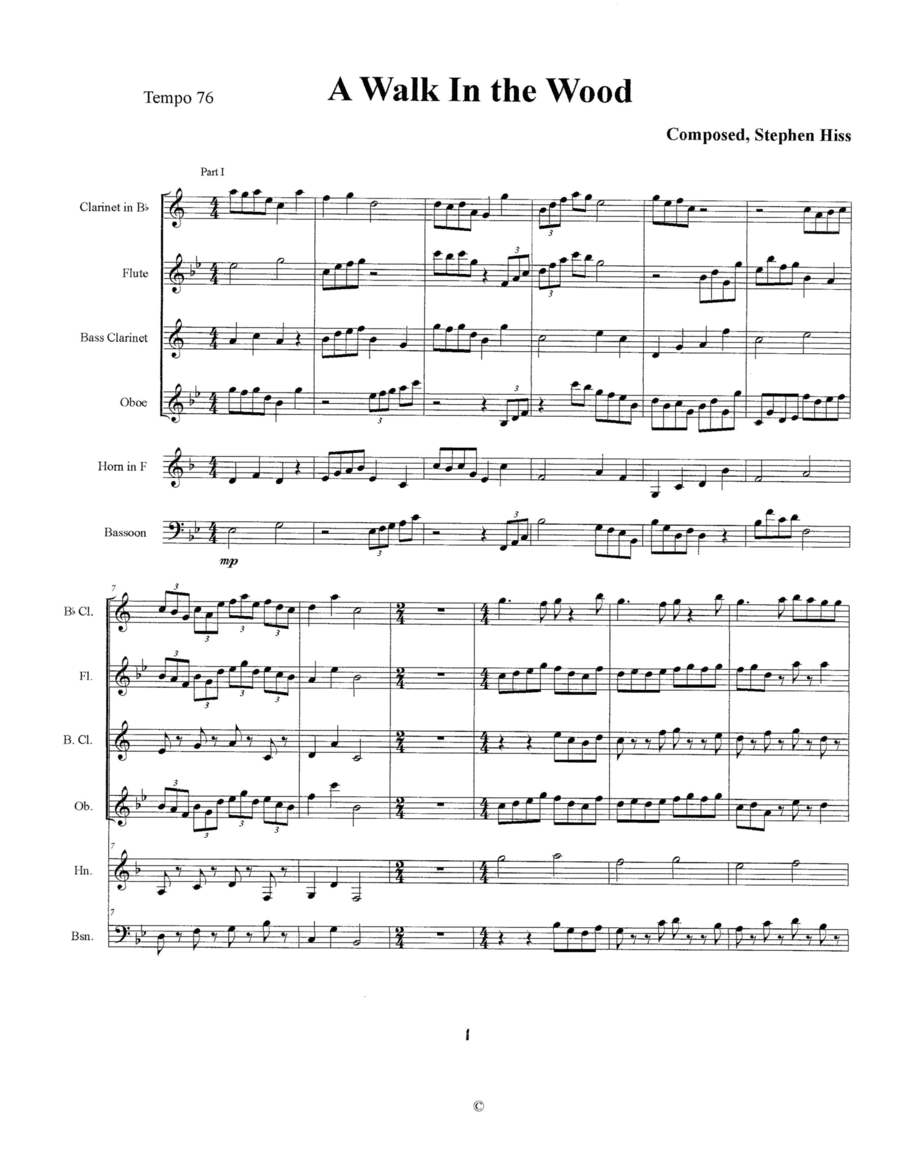 A Walk In the Wood A Walk In the Wood Woodwind Ensemble scores gallery preview page 1
