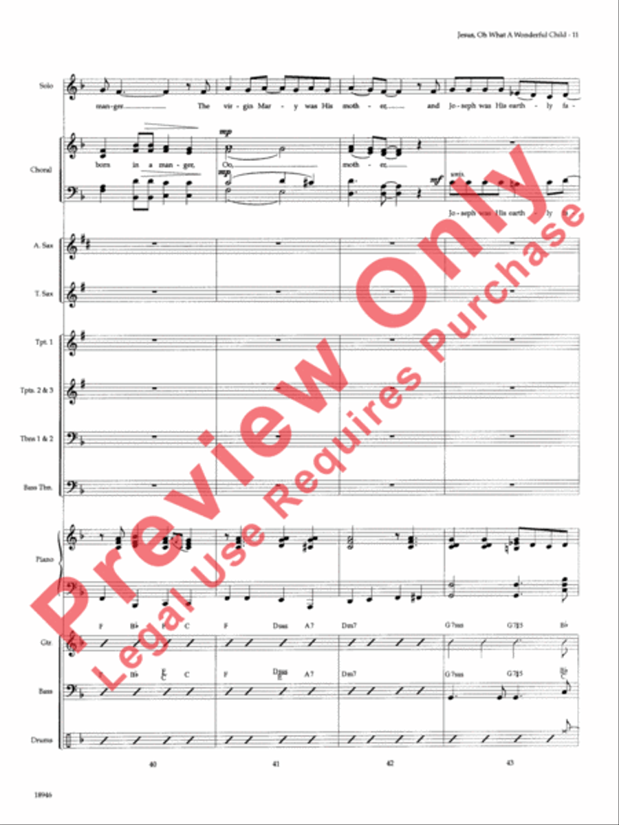 Jesus, Oh What a Wonderful Child Choir scores gallery preview page 12