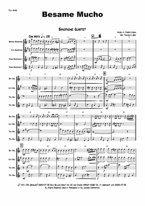 Book cover for La Paloma - Spanish Habanera - Saxophone Quartet H - Arrangement: Thomas H. Graf