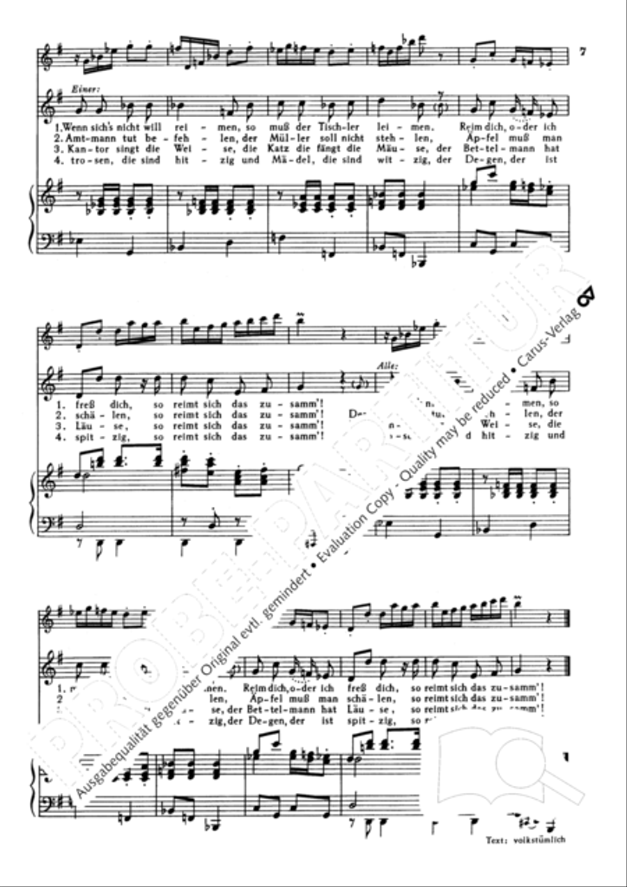 Dunkel war's, der Mond schien helle. 10 Lieder und Chansons Choir scores gallery preview page 7